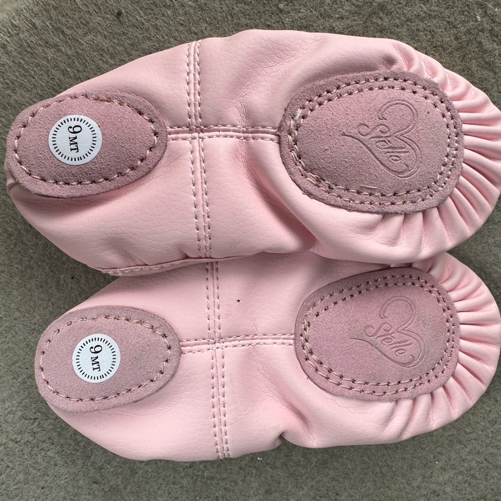 Pink Kids Ballet Slippers with Elastic Straps - Picture 3 of 4